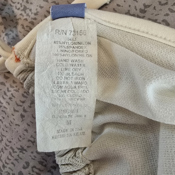 Vintage Kenneth Cole Reaction Textured Diamond String Bikini Top Light Grey M - Picture 5 of 5